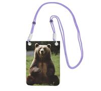 Borsa per telefono cellulare Hi Bear Sedersi sul prato Borse a tracolla impermeabile borsa per telefono cellulare borsa a tracolla per le donne