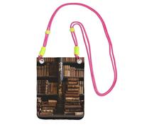 Borsa per telefono cellulare Vecchi libri in biblioteca Borse a tracolla Impermeabile Borsa a tracolla per cellulare Borsa a tracolla per le donne