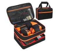 Borsa per test elettrico, 9,5 x 21 cm, a doppio strato, impermeabile, borsa per misuratori di pinza, multimetro digitale, filo, batterie e strumenti di circuito, attrezzatura organizer nero