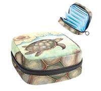 Borsa per tovaglioli igienici, borsa mestruale per ragazze adolescenti, mappa nautica tartaruga marina, sacchetto mestruale portatile con cerniera, borsa assorbenti assorbenti porta tamponi per borsa