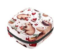 Borsa per tovaglioli igienici con cerniera, capibara con torta di Natale, morbida borsa per assorbenti igienici, borsa per assorbenti igienici, borsa porta tamponi