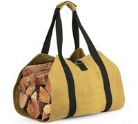 Borsa per trasloco per legna da ardere dalla conservazione al fuoco in cortile, portico o patio, con ampia apertura e pareti in tessuto robusto (giallo scuro)