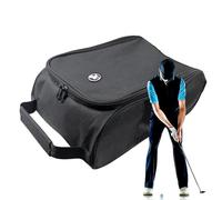 Borsa per trasporto delle scarpe, borsa per scarpe da bowling, per golf, bowling, con cerniera, con ventilazione, portatile, grande, per calzini, guanti, tees, palline, Nero , Refer to description,