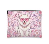 Borsa per trucchi a forma di cucciolo con occhiali da sole a forma di cuore, rosa., 7x9 Inch, Stravagante