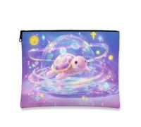 Borsa per trucchi a forma di tartaruga, graziosa borsetta da viaggio per ragazze, organizer portatile con cerniera per festival e uso quotidiano, scelta perfetta per la primavera, Pesca, 7x9 Inch