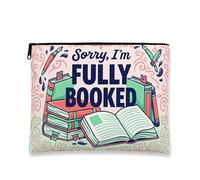 Borsa per trucchi a tema letterario, borsa da viaggio colorata per cosmetici, da donna, organizer portatile in tela con cerniera, regalo per il rientro a scuola, Colorato, 7x9 Inch, Libri