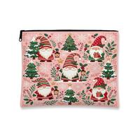 Borsa per trucchi a tema natalizio con gnomo festivo, 17,8 x 2 | Fantasiosa stampa gnomo, borsa cosmetica, motivi albero sempreverde, dettagli bastoncini di zucchero