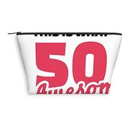 Borsa per trucchi a tema spiaggia, da donna, con immagine di vacanza con infradito, per occhiali, graziosa borsa per cosmetici trapezoidale, portatile, per uso quotidiano, blu e bianco, Rosso Nero_10,