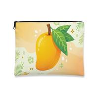 Borsa per trucchi al mango tropicale, borsa da viaggio per cosmetici con frutta divertente per donne, organizer portatile in tela con cerniera, borsa da toilette estiva per la cura della pelle, Giallo