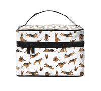 Borsa per trucchi allegra con cane pastore tedesco, graziosa borsa per cosmetici da donna, borsa da toeletta, grande borsa organizer da viaggio per il trucco