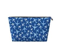 Borsa per trucchi con aeroplani nel cielo, borsa da viaggio per cosmetici, borsa da trucco da donna, borsa per il trucco in pelle, graziosa borsa per il trucco, Argento, Taglia unica