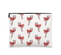 Borsa per trucchi con bastoncini di zucchero, astuccio per cosmetici da donna, organizer portatile con cerniera, borsa da toilette natalizia per la cura della pelle, bianco, 7x9 Inch, Candy Cane