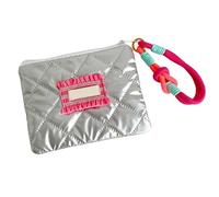 Borsa per trucchi con busta in rilievo, colore argento, in tessuto idrorepellente, per la cura della pelle, indispensabile, da viaggio, Rosa rosso, taglia unica, Mass Beauty