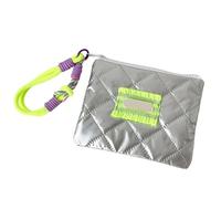 Borsa per trucchi con busta in rilievo, colore argento, in tessuto idrorepellente, per la cura della pelle, indispensabile, da viaggio, Verde fluorescente, taglia unica, Mass Beauty