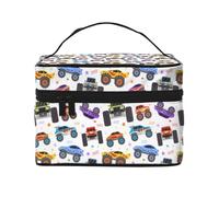 Borsa per trucchi con cartoni animati Monster Trucks1, graziosa borsa per cosmetici da donna, borsa da toeletta, grande borsa organizer da viaggio per il trucco