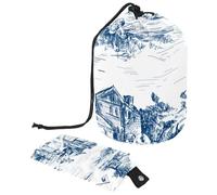 Borsa per trucchi con coulisse, a forma di barile, borsa per cosmetici da viaggio, borsa per il trucco, organizer pieghevole per articoli da toeletta, tasca portaoggetti per donne e ragazze - Town