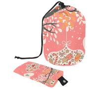 Borsa per trucchi con coulisse, a forma di barile, borsa per cosmetici da viaggio, borsa per il trucco, organizer pieghevole per articoli da toeletta, tasca portaoggetti per donne e ragazze, con gufo