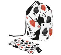 Borsa per trucchi con coulisse, a forma di barile, borsa per cosmetici da viaggio, borsa per il trucco, organizer pieghevole per articoli da toeletta per donne e ragazze, carte da gioco sparse, Multi,