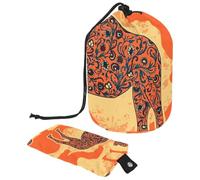Borsa per trucchi con coulisse, a forma di barile, borsa per cosmetici da viaggio, borsa per il trucco, organizer pieghevole per articoli da toeletta, tasca portaoggetti per donne e ragazze, cammello