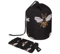 Borsa per trucchi con coulisse, a forma di barile, borsa per cosmetici da viaggio, borsa per il trucco, organizer pieghevole per articoli da toeletta per donne e ragazze, con ricamo a forma di ape,