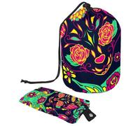 Borsa per trucchi con coulisse, a forma di barile, borsa per cosmetici da viaggio, borsa per il trucco, organizer pieghevole per articoli da toeletta per donne e ragazze, motivo: Miss Rabbit con