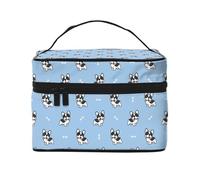 Borsa per trucchi con cucciolo di bulldog francese, graziosa borsa per cosmetici da donna, borsa da toilette, grande borsa organizer da viaggio per il trucco