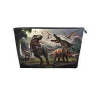 Borsa per trucchi con dinosauro Forest Park, trousse da viaggio per articoli da toeletta da donna, borsa per il trucco in pelle, borsa organizer per trucchi carina, Argento, Taglia unica