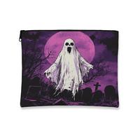 Borsa per trucchi con fantasmi spettrali, borsa da viaggio per cosmetici, gotica, Halloween, borsa da viaggio per donne, organizer portatile in tela con cerniera, borsa da toeletta autunnale
