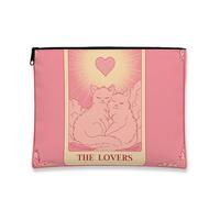 Borsa per trucchi con gatti carini, per gli amanti della pesca, per tarocchi, cosmetici, da viaggio, per donne, piccola borsa portatile in tela con cerniera, scelta perfetta per San Valentino, Pesca