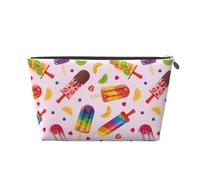 Borsa per trucchi con ghiaccioli a forma di cartone animato, borsa da viaggio per articoli da toeletta da donna, borsa per il trucco in pelle, graziosa borsa per il trucco, Argento, Taglia unica