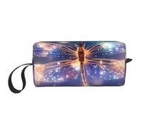 Borsa per trucchi con libellula volante, resistente all'acqua, organizer da viaggio per articoli da toeletta per donne e uomini, custodia per cosmetici con cerniera, piccola borsa portatile per