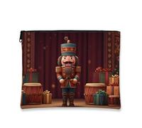 Borsa per trucchi con lo schiaccianoci, borsa da viaggio per cosmetici con personaggi festivi, piccola borsa portatile in tela con cerniera, borsa da toilette per la cura della pelle delle vacanze