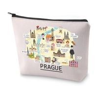 Borsa per trucchi con mappa della Repubblica Ceca Borsa cosmetica PRAGA Souvenir Regali Viaggio Makeup Bag per gli amanti della Repubblica Ceca, Praga