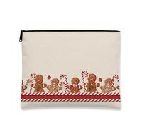 Borsa per trucchi con pan di zenzero, borsa da viaggio per biscotti festivi, borsa da viaggio per donne, piccola borsa portatile in tela con cerniera, borsa da toilette natalizia per la cura della