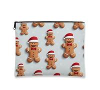 Borsa per trucchi con pan di zenzero, graziosa borsa da viaggio natalizia per donne, piccola borsa portatile in tela con cerniera, borsa da toilette per la cura della pelle delle vacanze, Marrone, 7x9