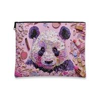 Borsa per trucchi con panda, borsetta da viaggio per donne, piccola borsa portatile in tela con cerniera, scelta perfetta per compleanni e festival, Pesca, 7x9 Inch, Panda