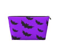 Borsa per trucchi con pipistrelli carini violenti per Halloween, trousse da viaggio per articoli da toeletta da donna, borsa per il trucco in pelle, borsa per il trucco carina, Argento, Taglia unica