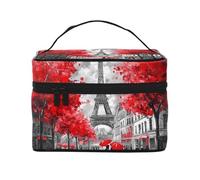 Borsa per trucchi con pittura a olio Torre Eiffel vintage Parigi borsa cosmetica da viaggio organizer per articoli da toeletta per donne ragazze valigetta portatile da trucco