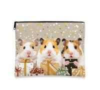 Borsa per trucchi con porcellini d'India, adorabile astuccio per cosmetici da donna, piccolo organizer portatile in tela con cerniera, borsa per la cura della pelle delle vacanze, Grigio, 7x9 Inch
