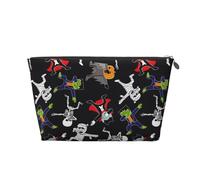 Borsa per trucchi con scheletro e mummia zombie, borsa da viaggio per articoli da toeletta da donna, borsa per il trucco in pelle, borsa per il trucco carina, Argento, Taglia unica