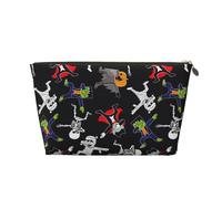 Borsa per trucchi con scheletro e mummia zombie, borsa da viaggio per articoli da toeletta da donna, borsa per il trucco in pelle, borsa per il trucco carina, Oro, Taglia unica