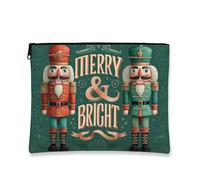 Borsa per trucchi con schiaccianoci, borsa da viaggio per cosmetici, da donna, portatile, piccola in tela, con cerniera, borsa da toilette natalizia per la cura della pelle, Verde scuro, 7x9 Inch