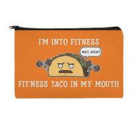 Borsa per trucchi con scritta "I'm Into Fit'ness Taco in My Mouth Funny Makeup Cosmetic Bag Organizer Pouch, Multi, 20 cm