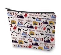 Borsa per trucchi con scritta "Welcome to Camp - J Lover", in tela, con cerniera, divertente regalo per i fan del film horror, Benvenuti a Camp