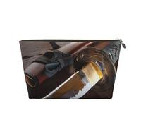 Borsa per trucchi con spada samurai giapponese, borsa per cosmetici da viaggio, organizer per il trucco, impermeabile, per donne e ragazze, Oro, Taglia unica, Beauty Case