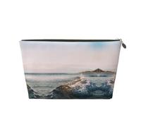Borsa per trucchi con stampa a onde d'acqua sul mare, borsa per cosmetici da viaggio, organizer per il trucco, borsa impermeabile per donne e ragazze, Oro, Taglia unica, Beauty Case