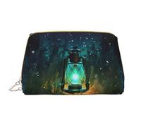 Borsa per trucchi con stampa di lucciole e lanterne, in pelle, impermeabile, pochette per pennelli da trucco (17 x 10,9 cm), bianco, Taglia unica