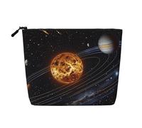 Borsa per trucchi con stampa di pavoni, borsa cosmetica da viaggio per donne, grande capacità, borsa organizer da viaggio per uso quotidiano, Sistema solare della galassia dello spazio esterno, One