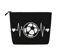Borsa per trucchi con stampa "I Love Soccer Print", borsa per cosmetici portatile da toilette, capiente organizer da viaggio per trucchi, Nero , Taglia unica