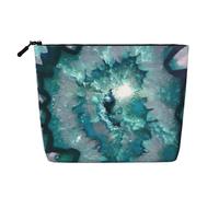 Borsa per trucchi con stampa in agata color foglia di tè carino borsa cosmetica per donna pochette da viaggio borsa da toilette per signora, Nero , Taglia unica